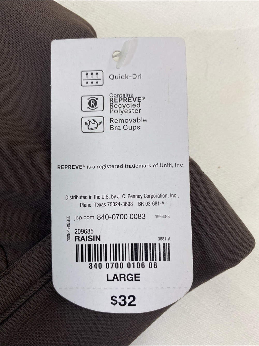 NEW Xersion Racerback Sports Bra Size L In Raisin - Picture 3 of 7